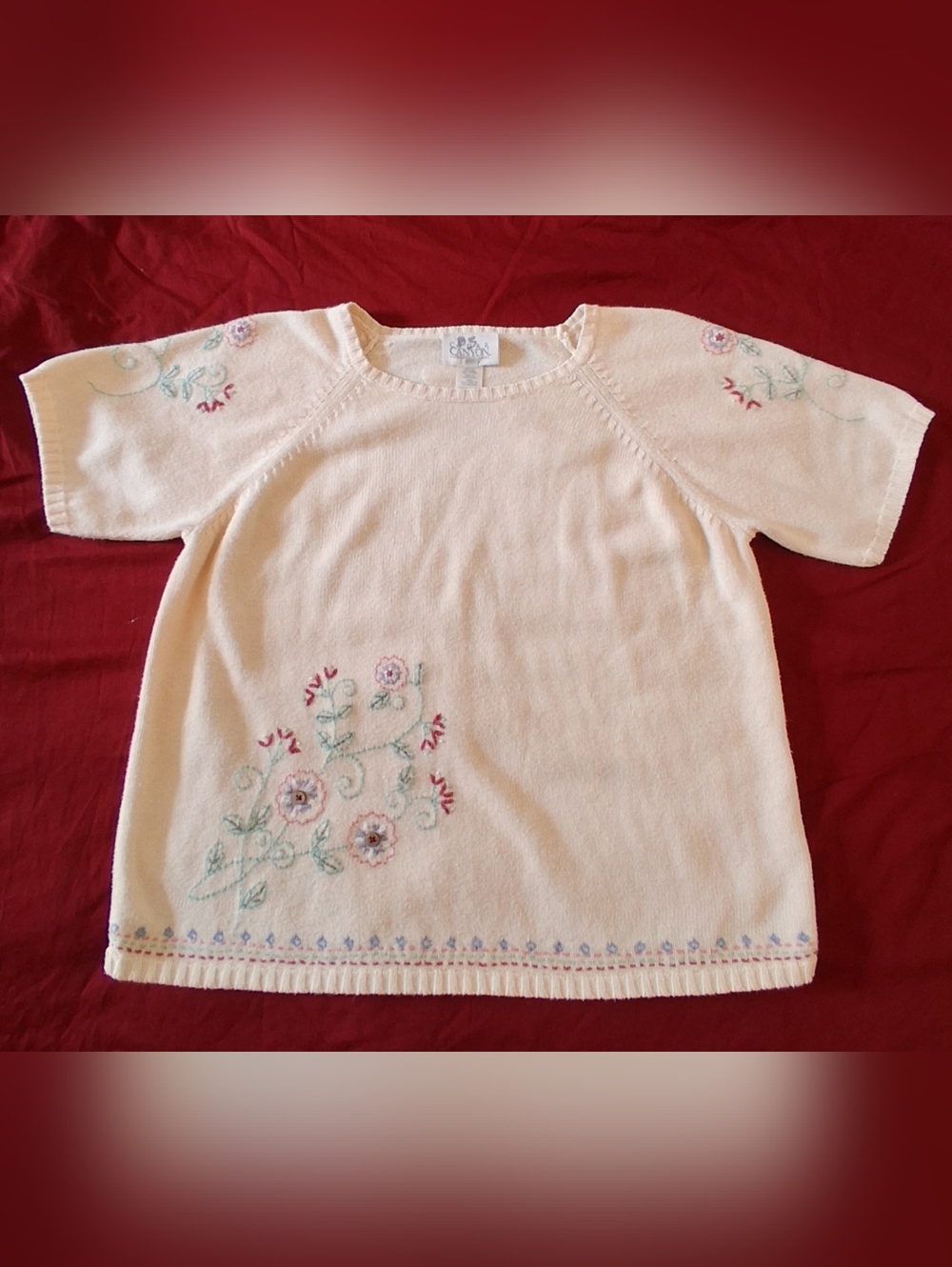 Vintage Embroidered Knit Top Sz L